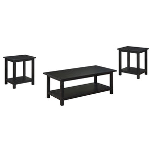 English Elm Castleton Java Finish 3 Piece Living Room Table Set with Open Shelves and Storage B062S01645