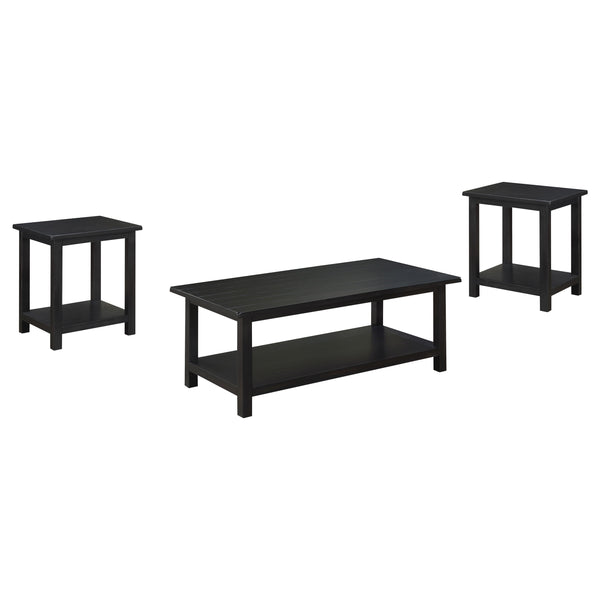 English Elm Castleton Java Finish 3 Piece Living Room Table Set with Open Shelves and Storage B062S01645