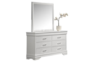 English Elm Luxury White Six Drawer Dresser with Diamond Hardware for a Glam Bedroom B011P448751