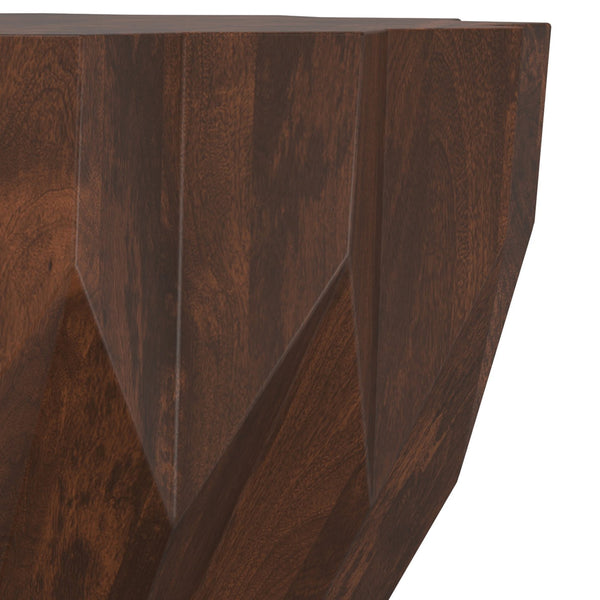 English Elm Turnbull Round Mango Wood Coffee Table Sculptural Faceted Edge Low Profile Modern B136P429094