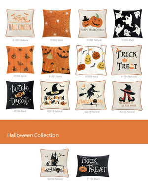 English Elm Trick Or Treat Halloween Lumbar Pillow – Plush Black Velvet Cushion With Charming Embroidery & Support B357P360661-GIGA