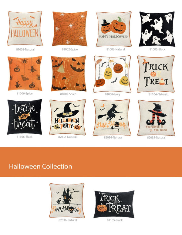 English Elm Trick Or Treat Halloween Lumbar Pillow – Plush Black Velvet Cushion With Charming Embroidery & Support B357P360661-GIGA