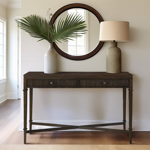 Martha Stewart Kenna Traditional Fluted 2-drawer Storage Console Table MT120-1191 Brown