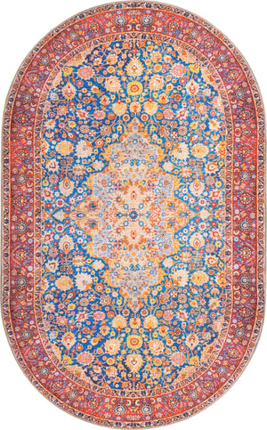 Unique Loom Timeless James Machine Made Medallion Rug Navy Blue, Beige/Blue/Ivory/Olive/Orange/Red 5' 1" x 8' 0"