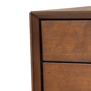 English Elm Night Stand with Fluted Drawer Open Shelf Mid Century Modern Bedside Table for Bedroom Walnut W3417P388715