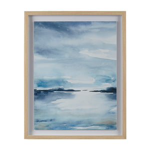 Madison Park Sparkling Sea Coastal Framed Glass and Single Matted Abstract Landscape Coastal Wall Art MP95G-0324 Blue