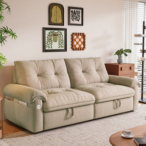 English Elm W3820s00014is Velvet Sleeper Sofa Convertible Guest Bed for Studio Apartments Brown W3820S00025