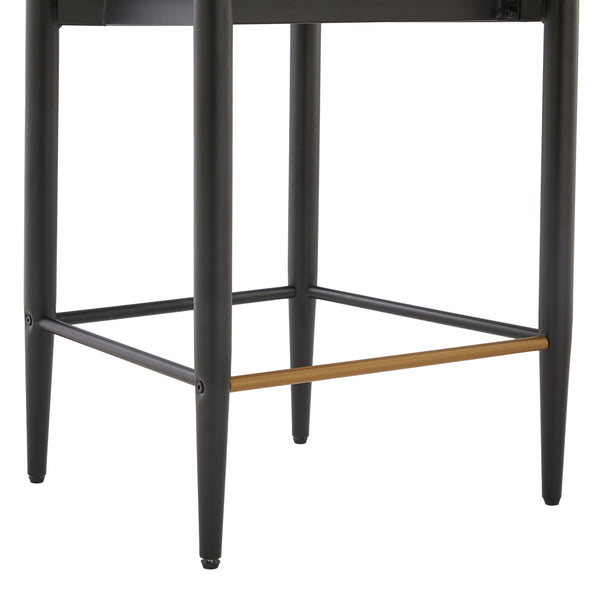 English Elm Christopher Knight Home® - ARMLESS Modern Upholstered Counter Stool Set of 2 with Iron Toothpick Frame, Gold Trim Accents Beige+Black N771P316339A