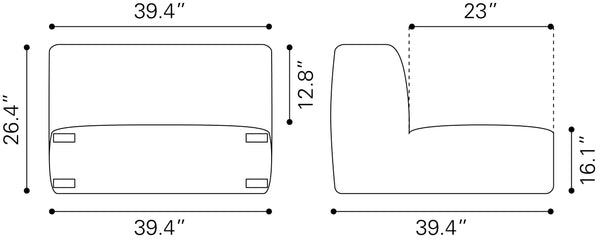 Luanda Middle Chair Gray 703999 Zuo Modern