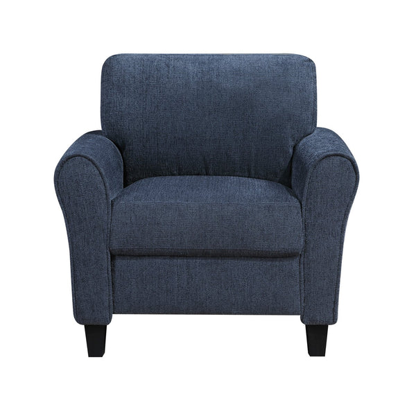 English Elm Contemporary Blue Chenille 3 Piece Living Room Set with Pocket Coil Cushioned Seating B011S02486
