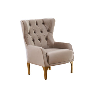 English Elm Lippa Tufted Upholstered Accent Chair with Gold Steel Legs for Glam Living Spaces Taupe B009P442554