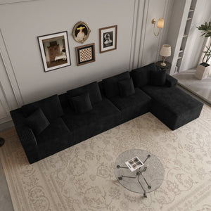 English Elm 153.5*68.9"modular Six Piece Corduroy Sectional Sofa with Reversible Chaise Living Room W3819S00151