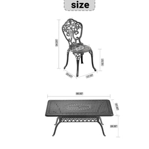 English Elm 5-Piece All-Weather Cast Aluminum Dining Set With Black Frame - Elegant, Durable, Seats 4 Comfortably W1710S00245