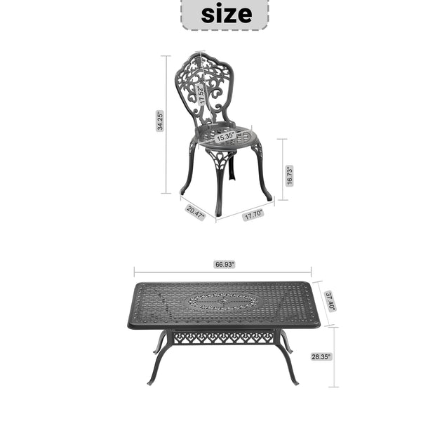 English Elm 7-Piece All-Weather Cast Aluminum Dining Set With Black Frame – Durable, Stylish & Easy To Maintain W1710S00246