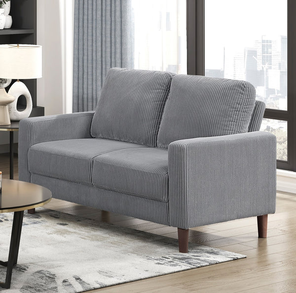 English Elm Modern 2-Piece Sofa Set - Gray Corduroy Loveseat & Sofa, Plush Comfort For Your Living Room Space B011S01843