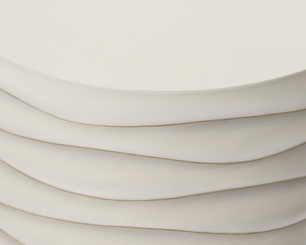 Sunpan Corey Round Coffee Table - Handcrafted Concrete with Brass Accents for Stylish Indoor & Outdoor Spaces Small - 23.5W x 23.5D x 16H