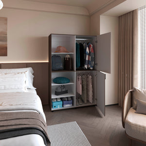 English Elm Ollie modern 2-door wardrobe with open shelving, scratch-resistant finish, roomy hanging space and shelves Multicolor 53 L x 23 W x 6 H B128S00191