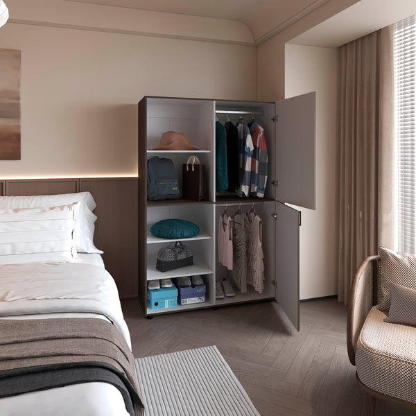 English Elm Ollie modern 2-door wardrobe with open shelving, scratch-resistant finish, roomy hanging space and shelves Multicolor 53 L x 23 W x 6 H B128S00191