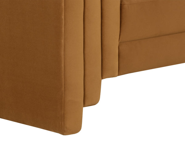Sunpan Kira Sofa - Modern Elegance with Soft Geometric Lines, Durable Performance Fabric, Handcrafted Comfort Meg Gold