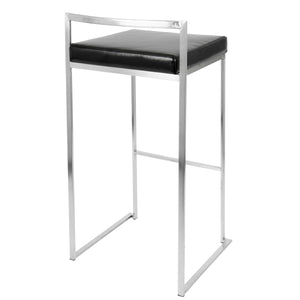 English Elm Contemporary Stackable Steel Counter Stools Padded Fabric Seats for Kitchen Islands Set of 2 B202P222300