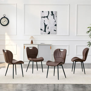 English Elm Set of 4 Olive Fabric Dining Chairs Ergonomic Cushion Black Steel Frame Modern Black+Brown W1151P454885