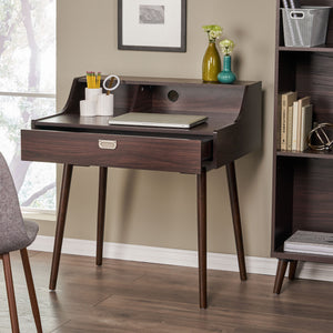 Christopher Knight Home® - Noble House - Ellison Mid Century Modern Walnut Finish Fiberboard Home Office Desk