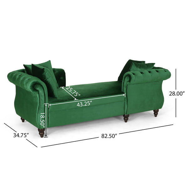 English Elm Christopher Knight Home® - Chaise Lounge Chair In Emerald Velvet – Modern Glam Furniture With Diamond Tufting & Accent Pillows 67581.00AEMD