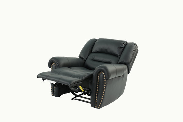 English Elm Modern Oversized Manual Recliner Chair Glider in Bonded Leather with Nailhead Trim and Plush Support Black 41 L x 31 W x 27 H B011P205581
