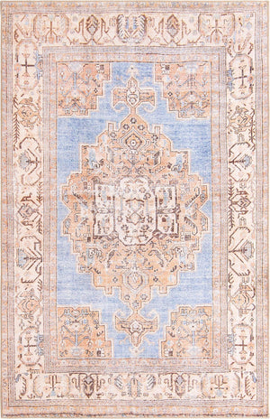 Unique Loom Timeless Judas Machine Made Medallion Rug Blue, Beige/Ivory 5' 1" x 8' 0"