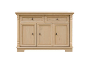 English Elm Farmhouse Large Wooden Storage Cabinet - Roman Column Style, Versatile Coffee Bar & Wine Cooler W2393P300542