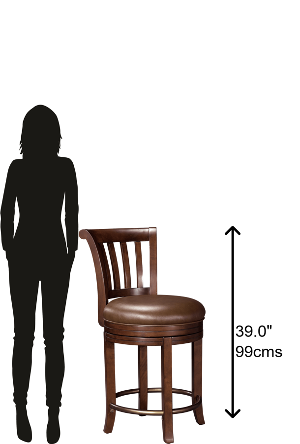 Hekman Furniture 697010 Ithaca Pub Stool - Stylish Hampton Cherry Finish, Brown Faux Leather Seat, 300 Lbs Capacity Hampton Cherry Ithaca Pub Chair 697010