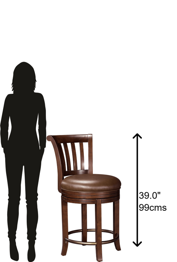 Hekman Furniture 697010 Ithaca Pub Stool - Stylish Hampton Cherry Finish, Brown Faux Leather Seat, 300 Lbs Capacity Hampton Cherry Ithaca Pub Chair 697010