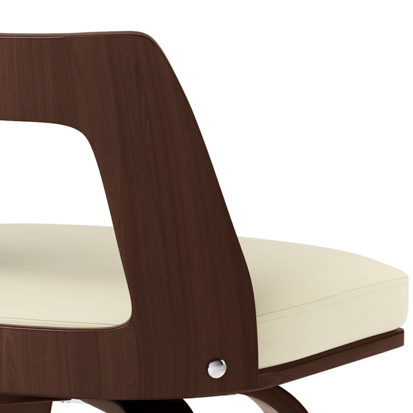 English Elm Ellison Bentwood Counter Height Stools Set Of 2 - Cream Vegan Leather For Modern Dining Spaces B136P158613