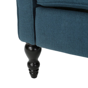 English Elm Charcoal Wingback Pushback Recliner with Button Tufted Diamond Fabric Upholstery Dark Blue N763P410529C