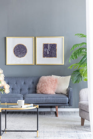 English Elm S/2 Lillian Purple Crystal Shadow Boxes - Elegant Wall Décor With Velvet & Gold Accents, 23.6" W2078P318313-GIGA