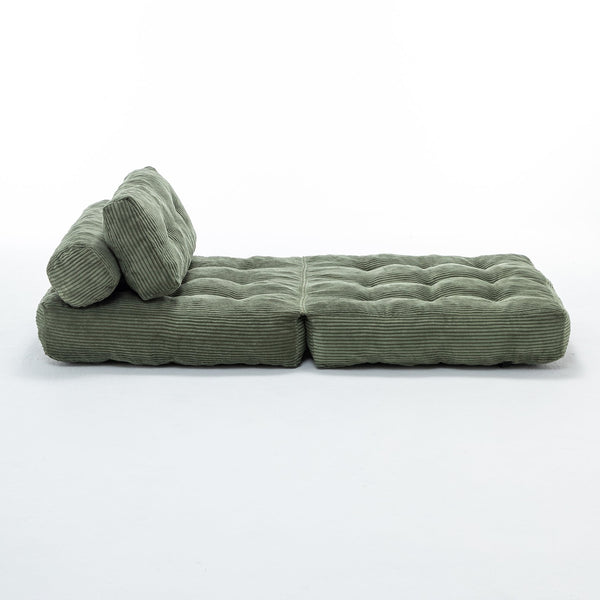 English Elm Folding Floor Sofa Bed Convertible Sleeper Chair with Shredded Foam Corded Fabric Green W2200P442796