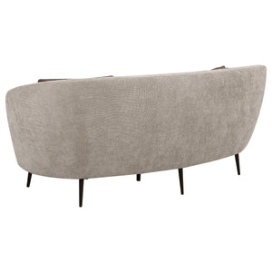 English Elm Saanich Sculptural Curved Loveseat with Boucle Pillows and Sleek Black Metal Legs B062P441137