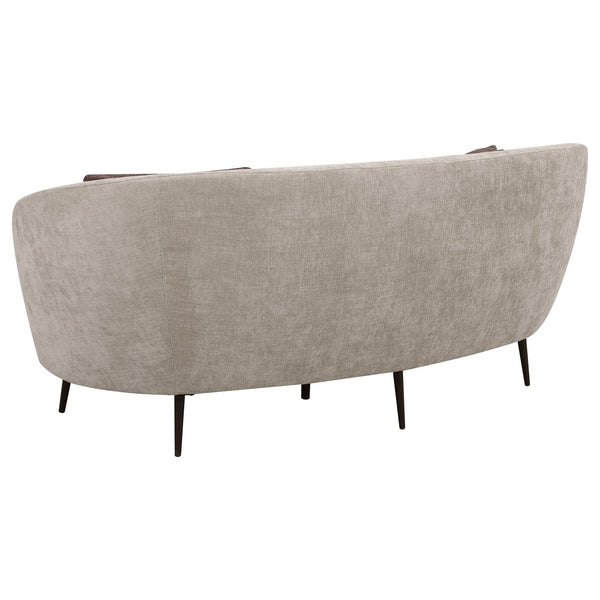 English Elm Saanich Sculptural Curved Loveseat with Boucle Pillows and Sleek Black Metal Legs B062P441137