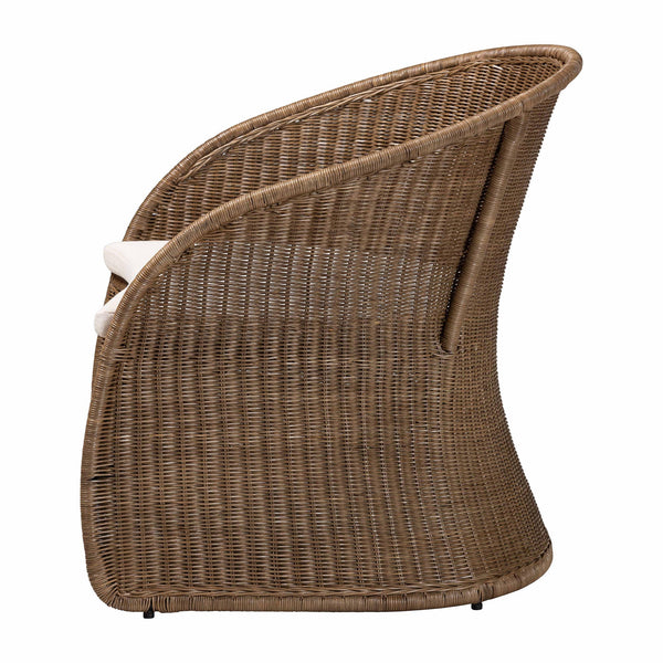 English Elm Bohemian Greywashed Rattan Accent Chair Sculptural Woven Base Boho Living Room Seat B2750P467811