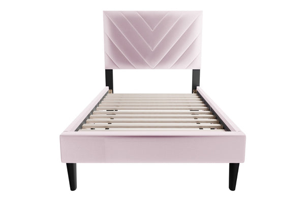 English Elm Twin Velvet Bed With Adjustable Headboard - Luxurious Comfort, Stylish Design & Easy Assembly Options B089P240516-GIGA