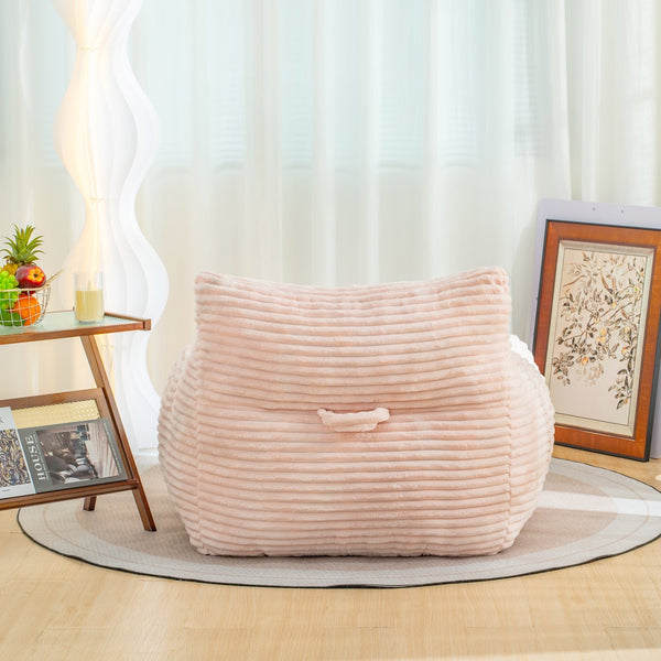English Elm Bean Bag Lounge Chair Oversized Corduroy Shredded Foam Armrest Adult Floor Sofa Pink W2510P237804