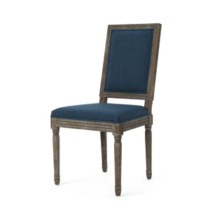 English Elm Christopher Knight Home® - DINING Navy Blue Fabric Chairs Set of 2 with Weathered Rubberwood Legs, Classic Antique Look, 250lb Capacity 61568.00NBL