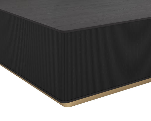 Sunpan KALLA Coffee Table - Rectangular Charcoal Oak with Gold Steel Base - Stylish & Durable Centerpiece 112806