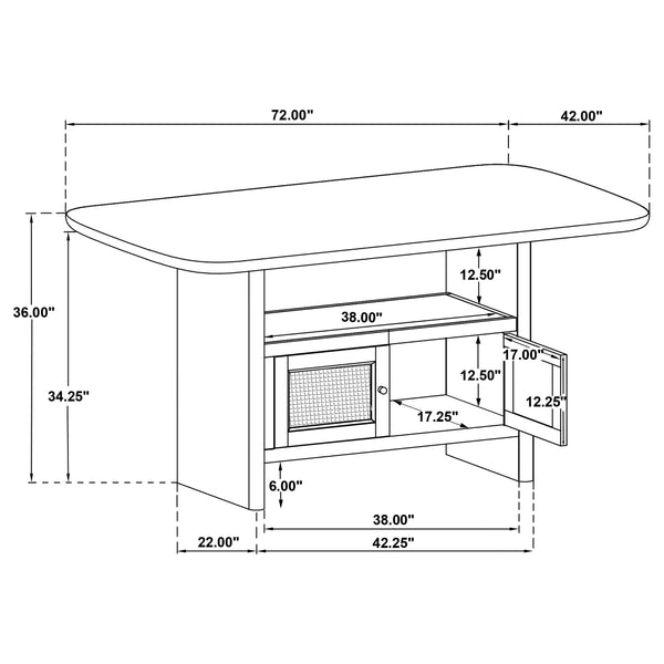 English Elm Kimpton Oak Veneer Counter Dining Set with Cane Chairs and Vitrine Cabinet B062S01824