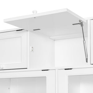English Elm Twin Murphy Wall Bed with Integrated Tv Stand Open Shelving and Cabinet Storage LP000768AAK