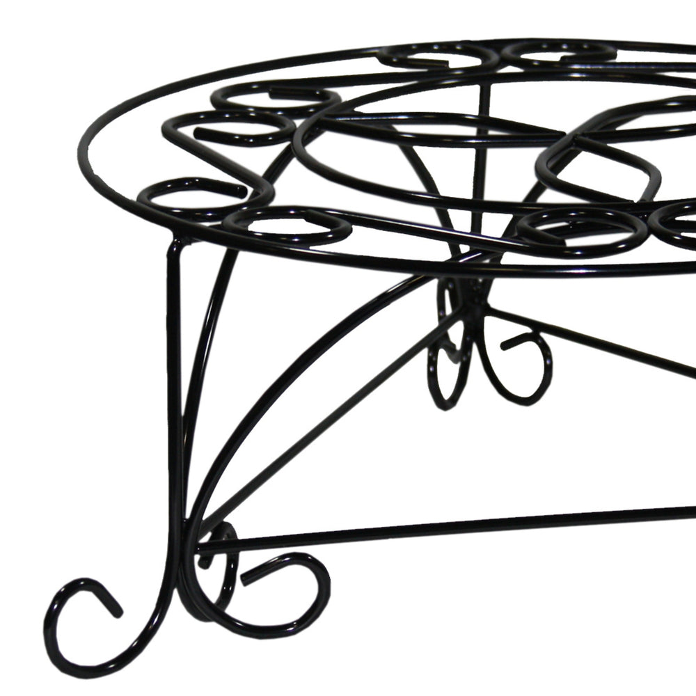 English Elm 6.25" Mosaic Cast Metal Plant Stand Black & Gold Finish with 14.4" Top, Sturdy Legs, Indoor Accent Decor B072115983