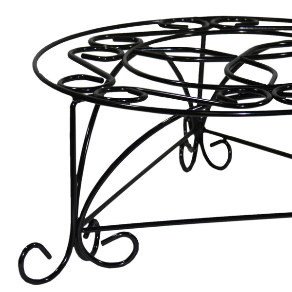 English Elm 6.25" Mosaic Cast Metal Plant Stand Black & Gold Finish with 14.4" Top, Sturdy Legs, Indoor Accent Decor B072115983