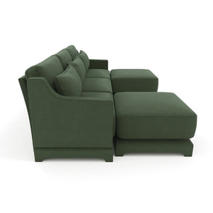 English Elm Three-Seater Sofa Set With 2 Ottomans & Lumbar Pillow, Elegant Chenille, Durable & Stylish Green Design W714S01218-GIGA