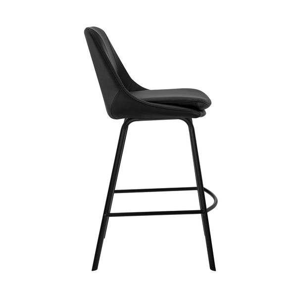 English Elm Amorel 30" Black Faux Leather Swivel Bar Stool with 4-Leg Metal Base — Durable, Stylish Seating B2736P268590