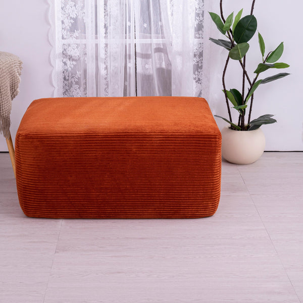 English Elm Ottoman-blue-corduroy Double Chaise Sectional Sofa with Ribbed Upholstery for Modern Living Orange W3975P440931